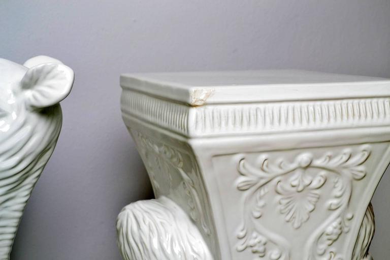 Decorative White Ceramic Camel Garden Stool Side Table Plant Stand, Italy, 1970s at 1stDibs