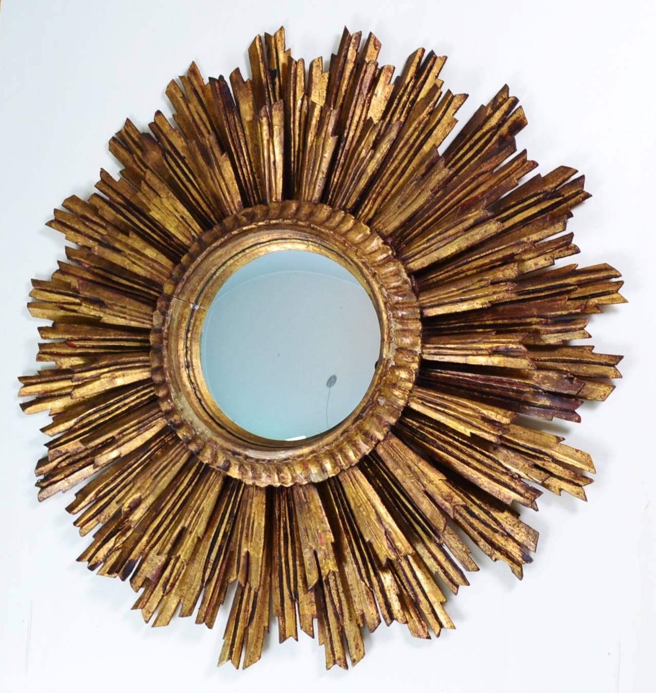 Antique Italian Sunburst Giltwood Mirror 2