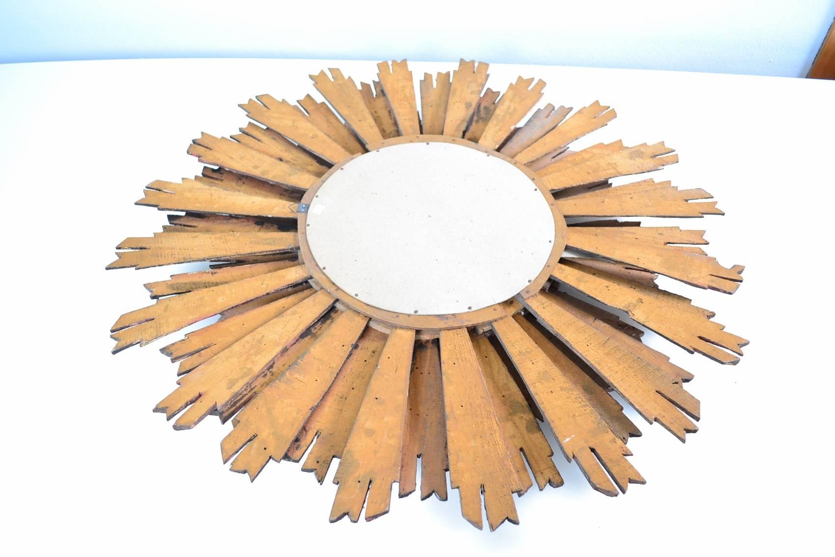 Antique Italian Sunburst Giltwood Mirror 5
