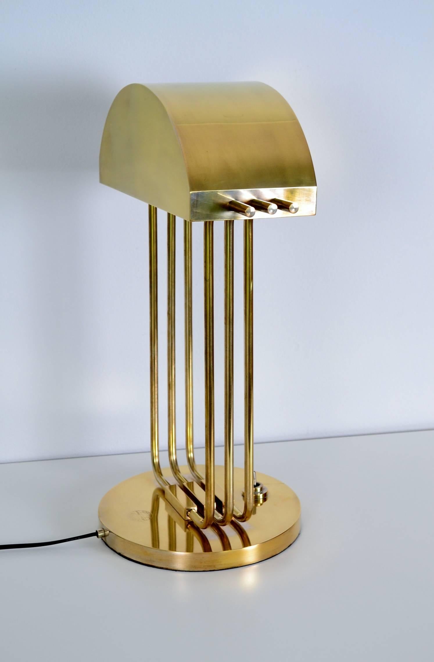 Polished Bauhaus Desk Lamp Signed Marcel Breuer Exposition, Paris, 1925