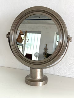 Sergio Mazza "Narciso" Swivel Midcentury Table Mirror Nickel, 1960