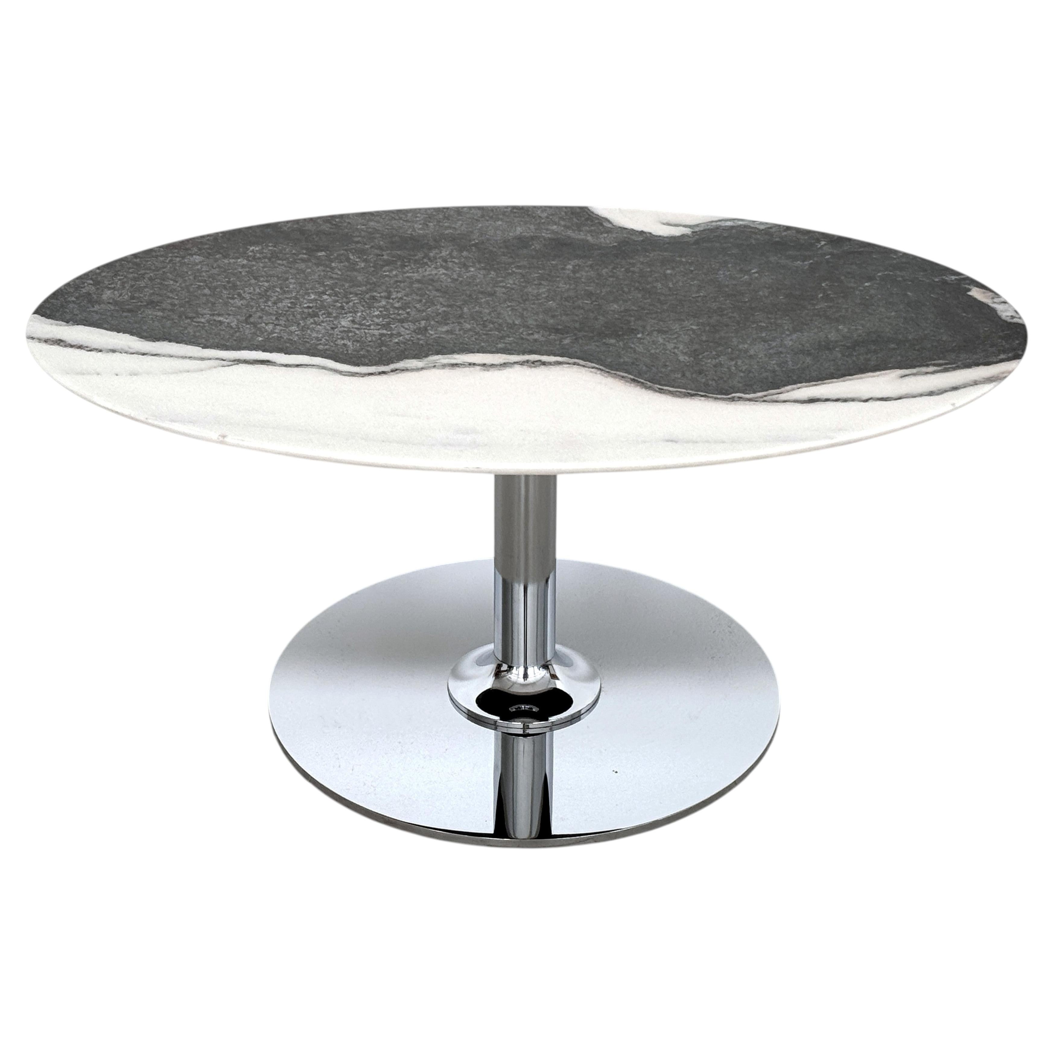 Italian Post-Modern Marble and Chrome Coffee Table, 1980s For Sale