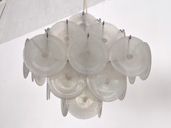 Carlo Nason Italian Mid-century Murano Glass and Nickel Mazzega Chandelier, 70s
