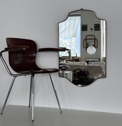 Italian Large Mid-Century Vintage Wall Mirror with Original Brass Frame, 1970s