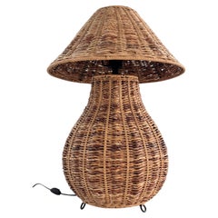Lampada da tavolo italiana in rattan e alghe marine degli anni ’60