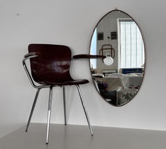 Italian Mid-Century Wall Mirror with Original Brass Frame and New Glass, 1970s