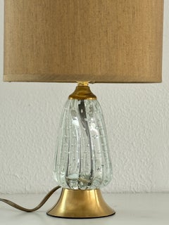 Italian Midcentury Murano Glass and Brass Table Lamp, 1960s