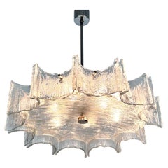 Large Ice Glass Chandelier by Kaiser Leuchten, 1970s