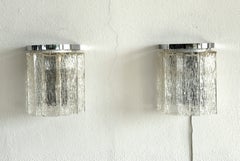 Pair Italian Midcentury Murano Corteccia Glass Designer Wall Sconces, 1970s