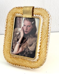 Italian Murano Twist Glass Picture Frame in Gold Color