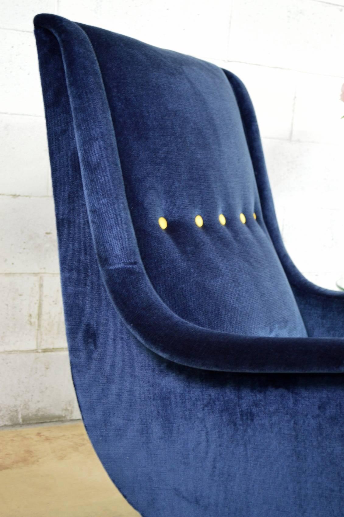 Pair of Italian Velvet Lounge Chairs Aldo Morbelli, Isa Bergamo, Italy, 1950s 1