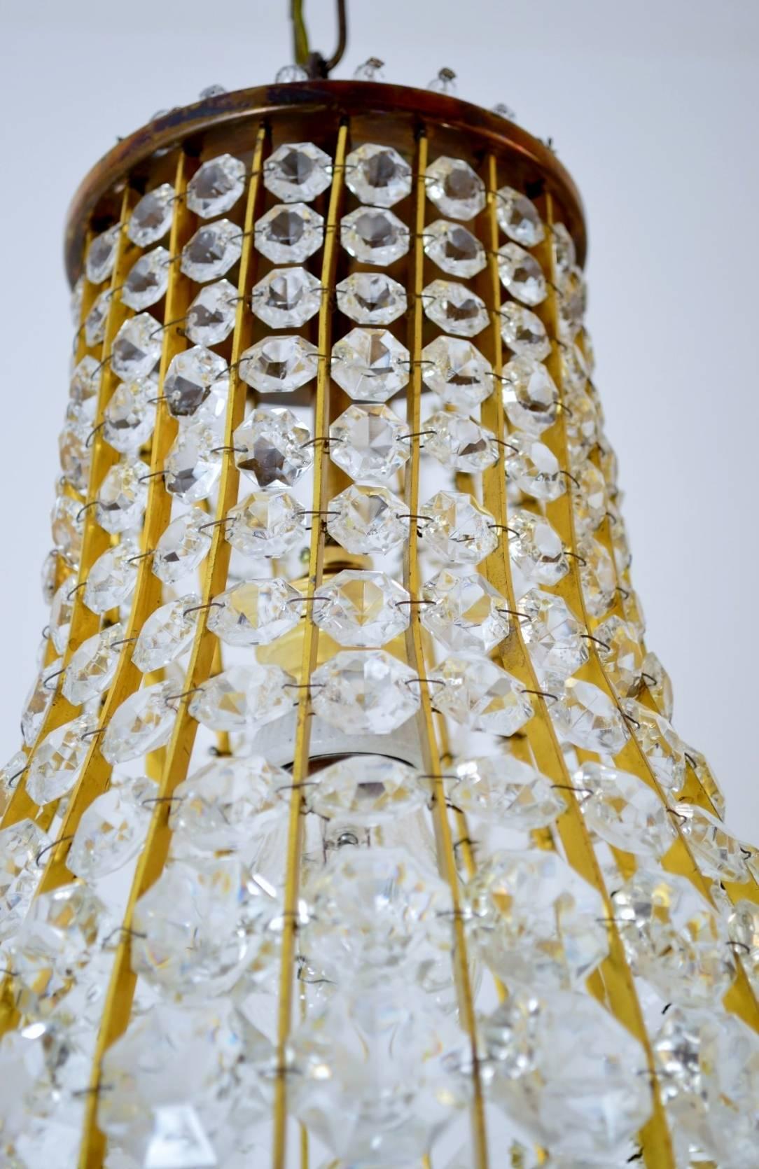 Austrian Crystal and Brass Pendant Chandelier, Bakalowits & Sohne, Austria, 1950s