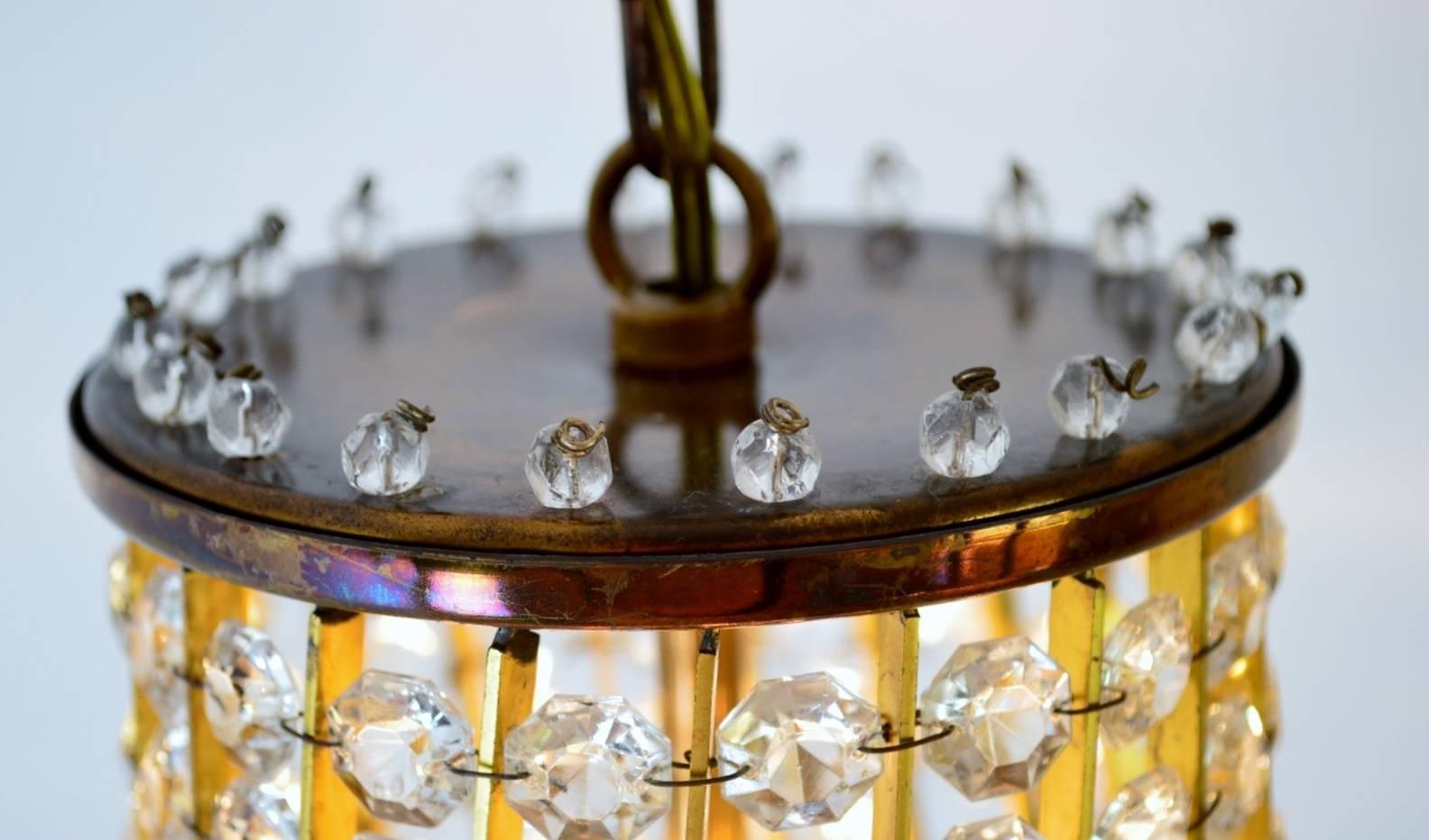 Crystal and Brass Pendant Chandelier, Bakalowits & Sohne, Austria, 1950s 1