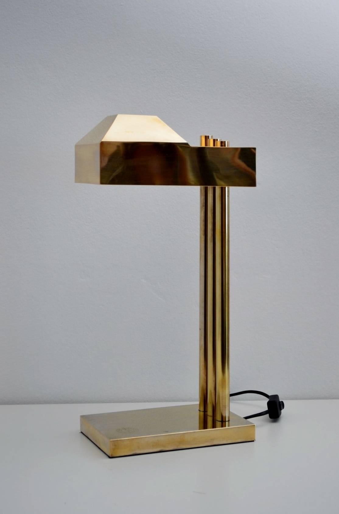 French Bauhaus Brass Desk or Table Lamp by Marcel Breuer, 1925, Marked