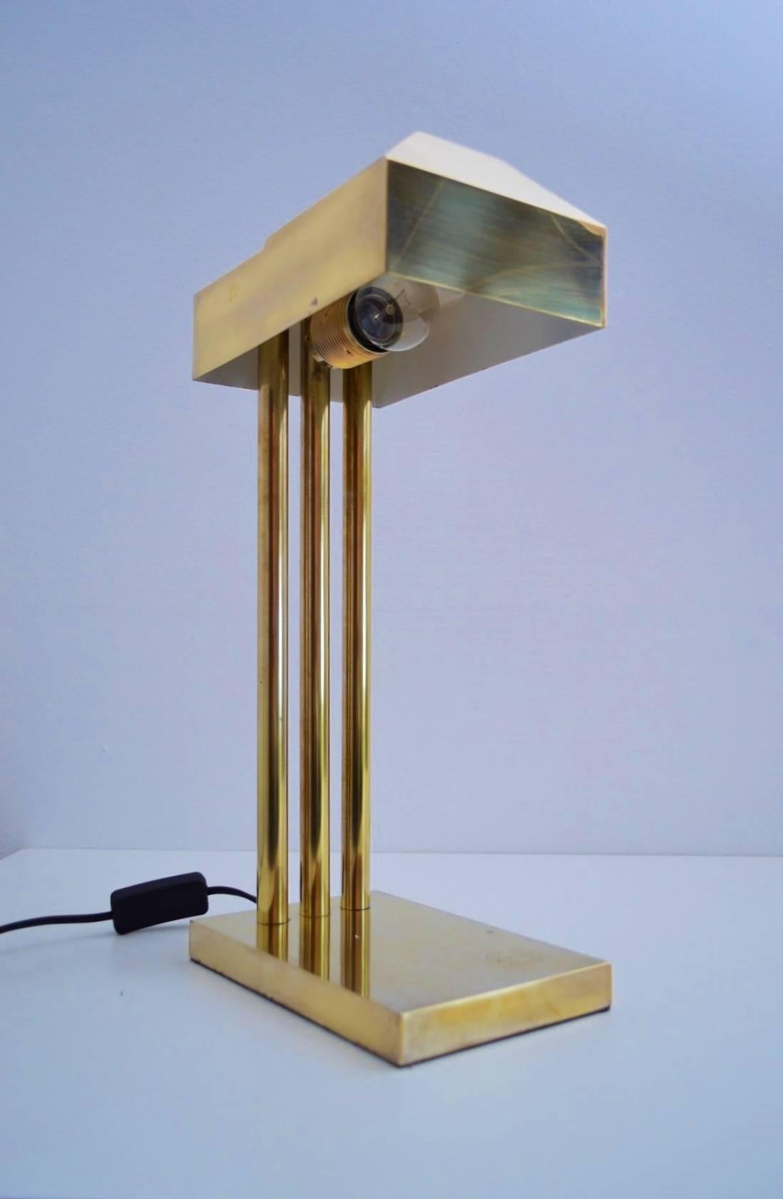 Bauhaus Brass Desk or Table Lamp by Marcel Breuer, 1925, Marked In Excellent Condition In Morazzone, Varese