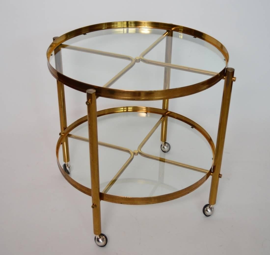 Hollywood Regency Large Brass and Glass Regency Style Trolley or Bar Cart, Made in Italy, 1960s