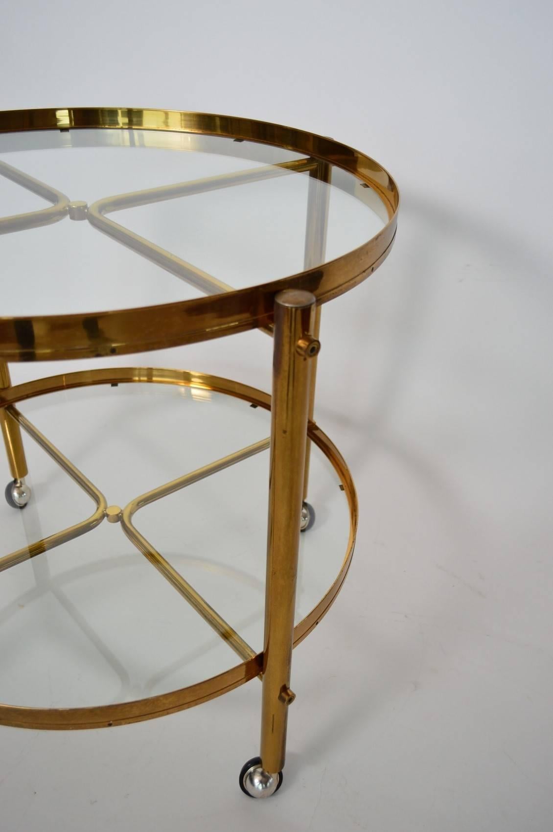 Italian Large Brass and Glass Regency Style Trolley or Bar Cart, Made in Italy, 1960s