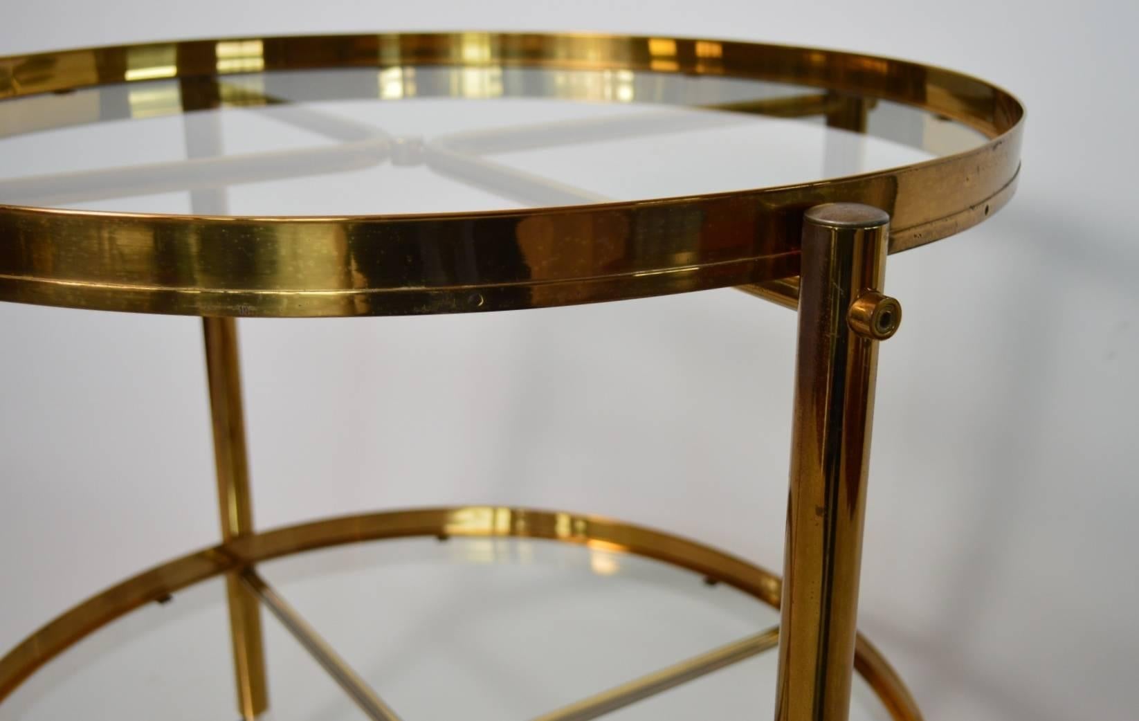 Gilt Large Brass and Glass Regency Style Trolley or Bar Cart, Made in Italy, 1960s