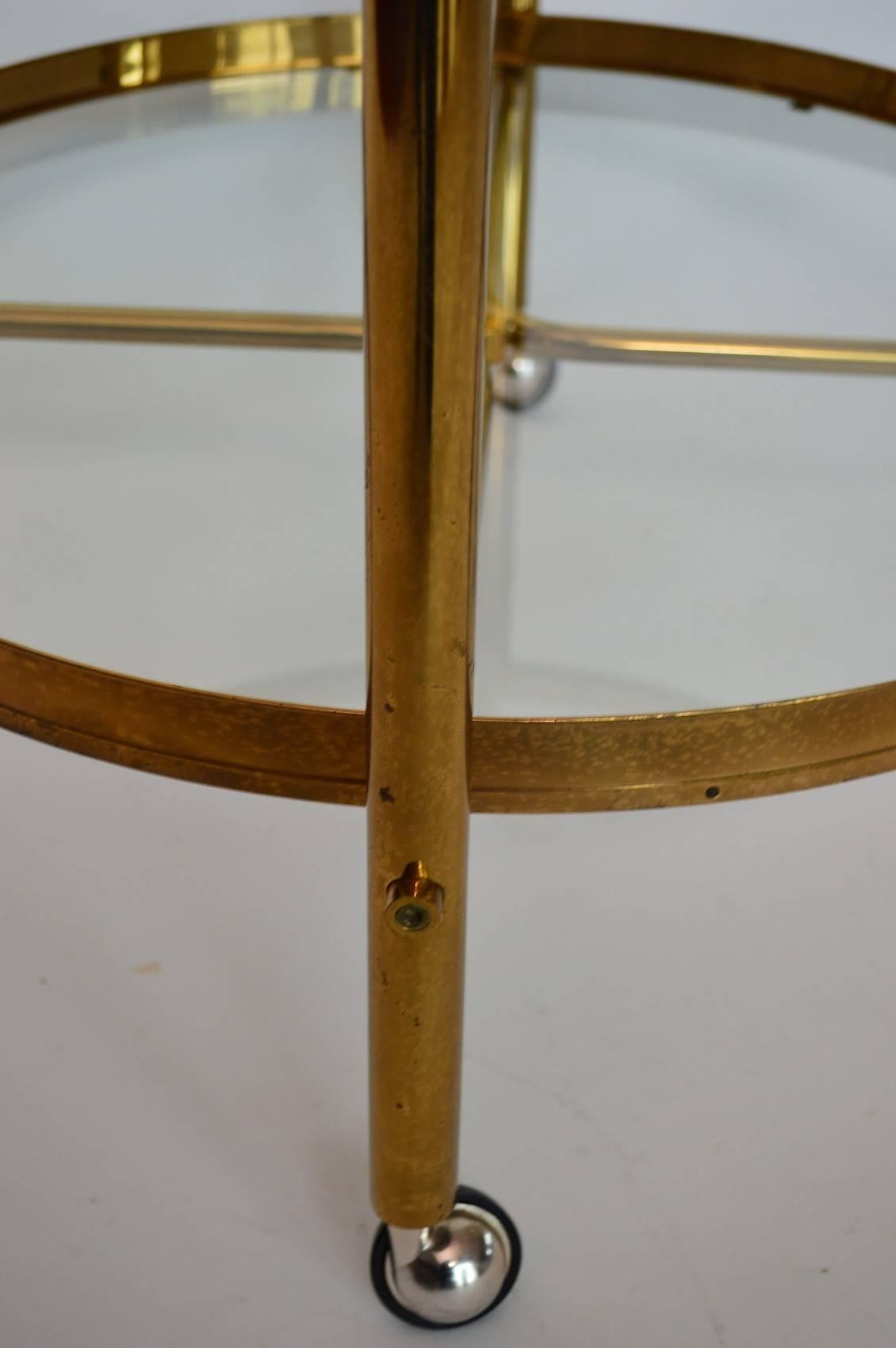 Metal Large Brass and Glass Regency Style Trolley or Bar Cart, Made in Italy, 1960s
