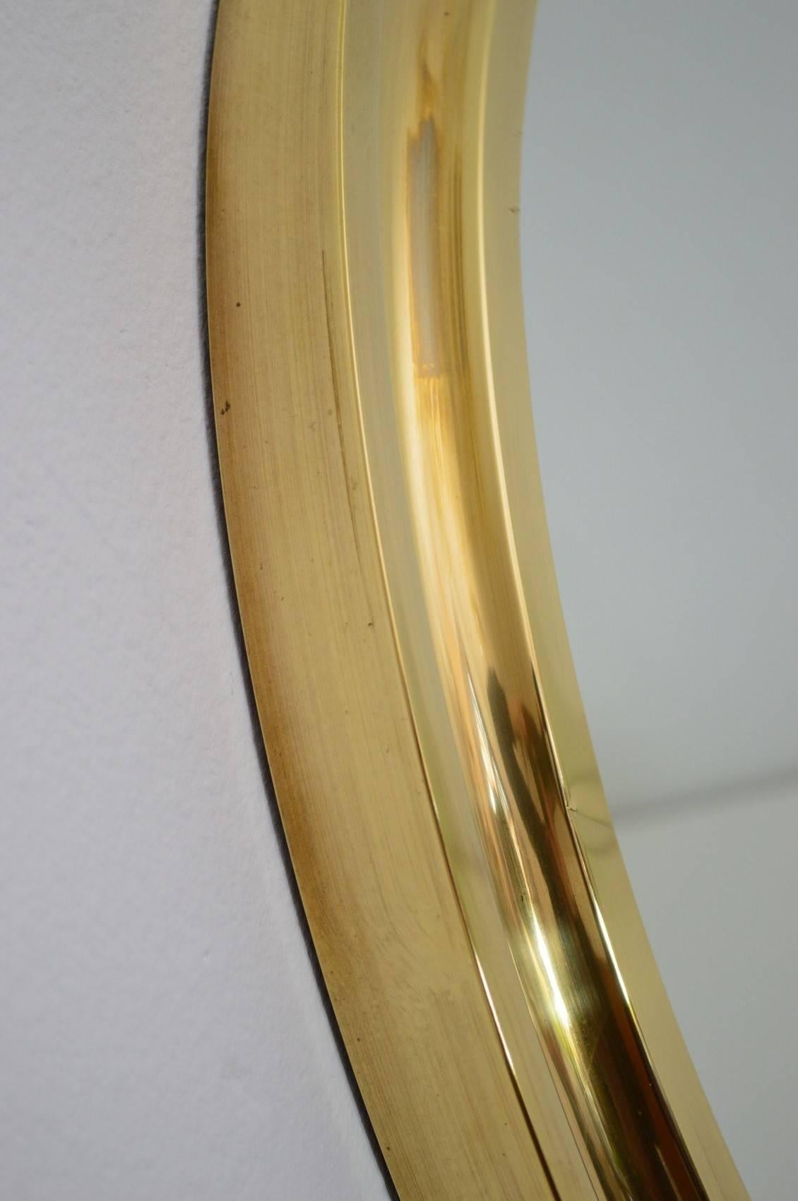 Late 20th Century 1970s Regency Italian Brass Circular Wall Mirror