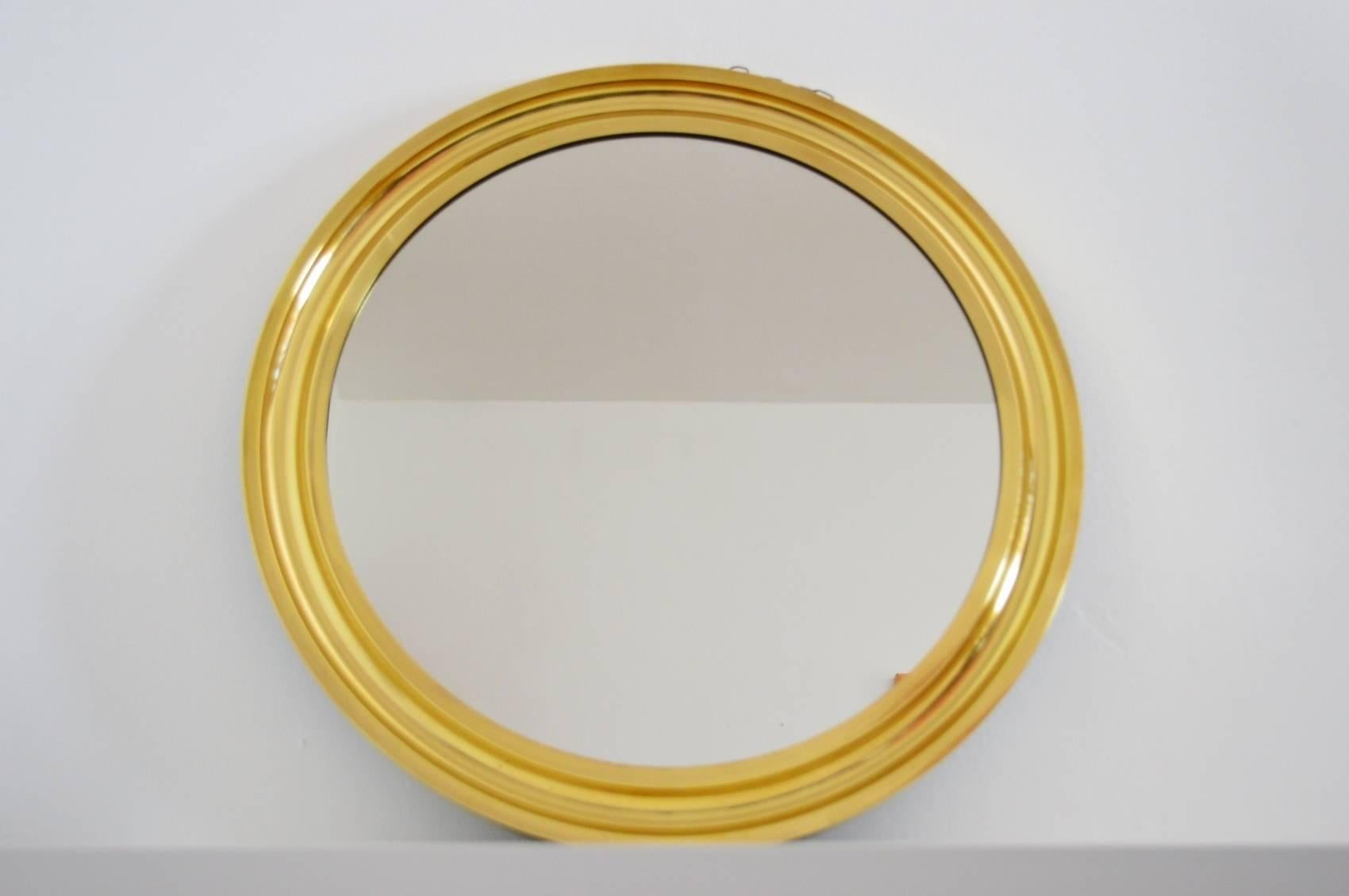 1970s Regency Italian Brass Circular Wall Mirror 2