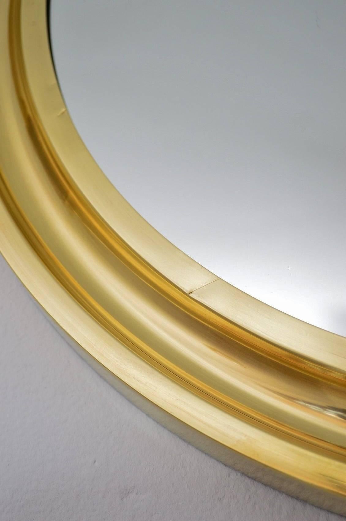 1970s Regency Italian Brass Circular Wall Mirror 3