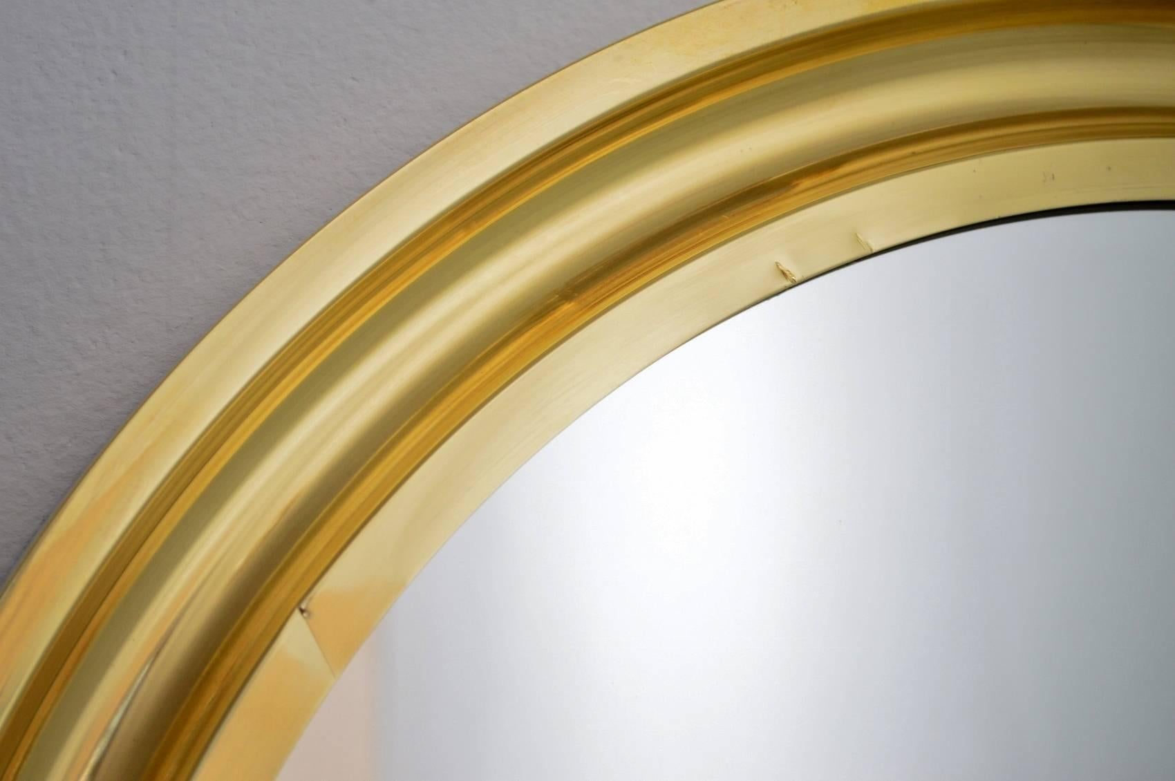 1970s Regency Italian Brass Circular Wall Mirror 4