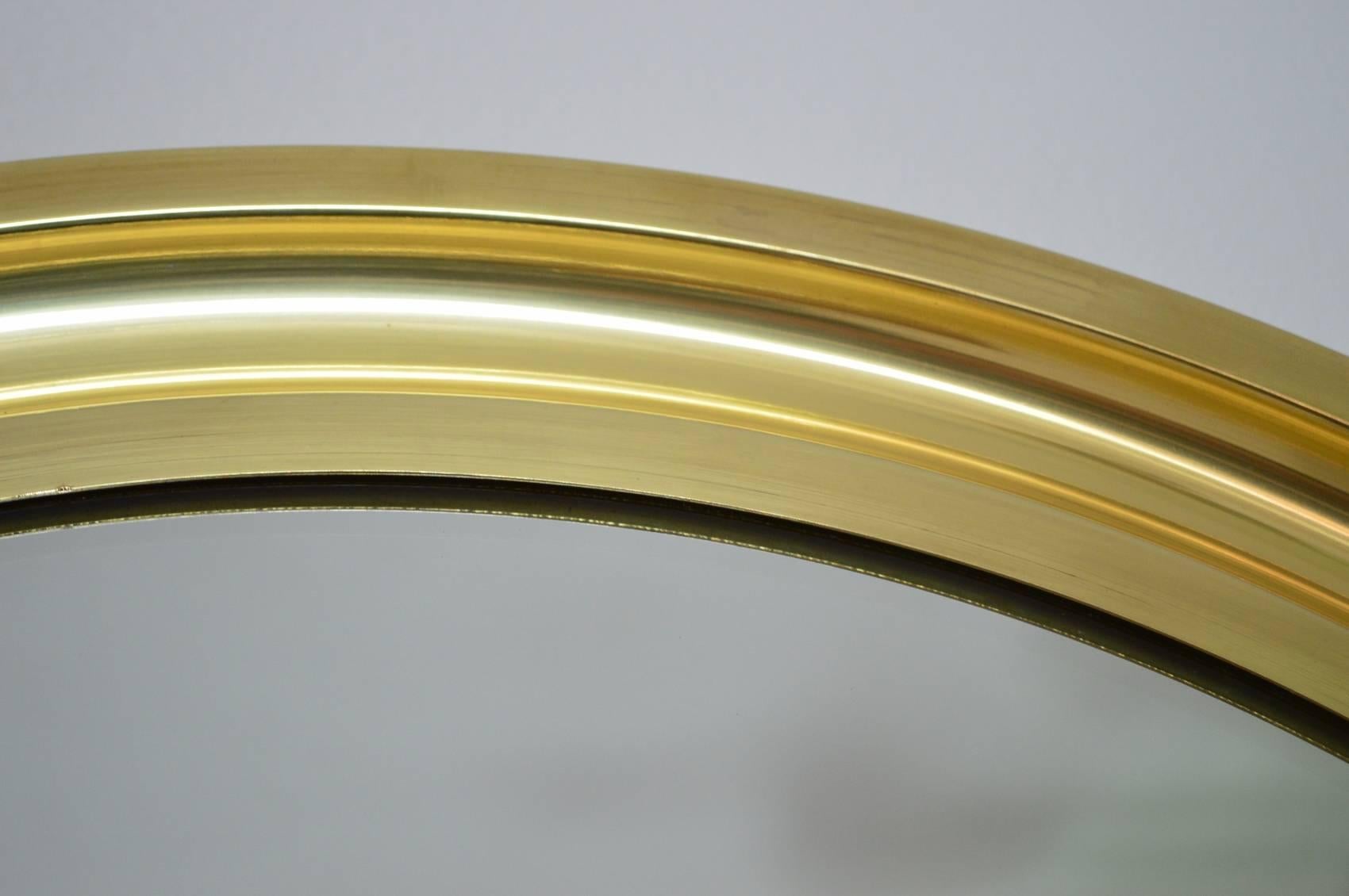 1970s Regency Italian Brass Circular Wall Mirror 1