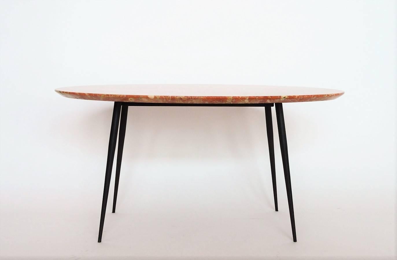 Polished Mid-Century Italian Red Marble Coffee or Side Table, 1950s