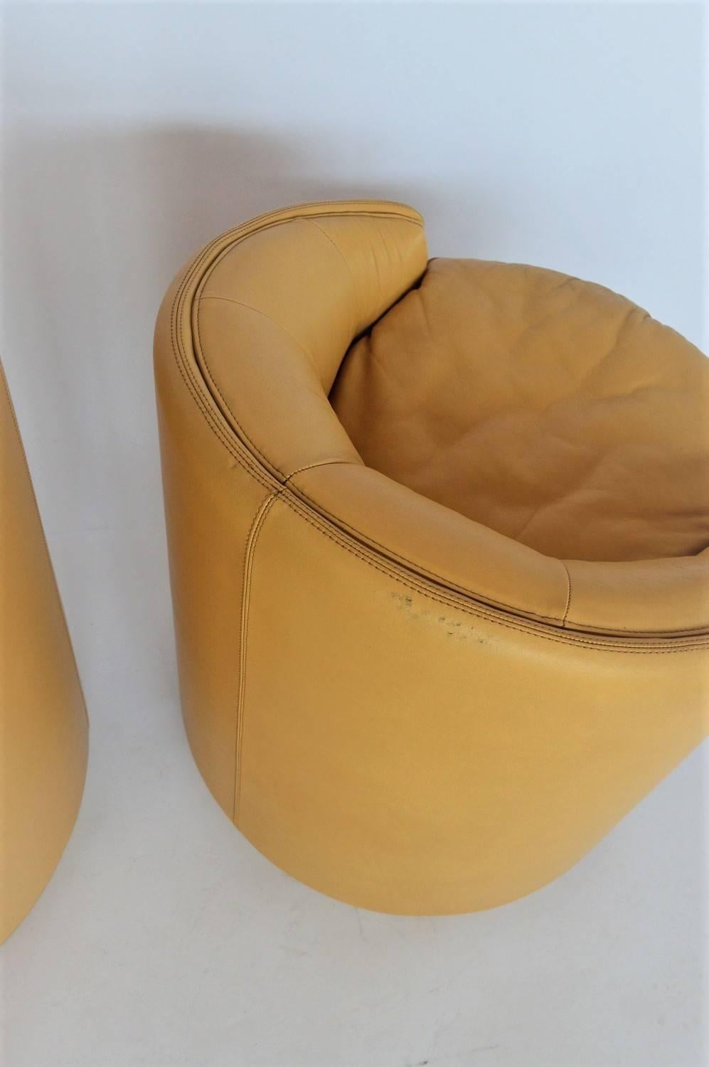 Leather Swivel Club Chairs, Italy, 1980s 4