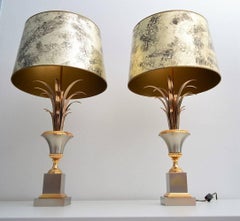 French Regency Palm Leaf Table Lamps by Maison Charles, 1960s