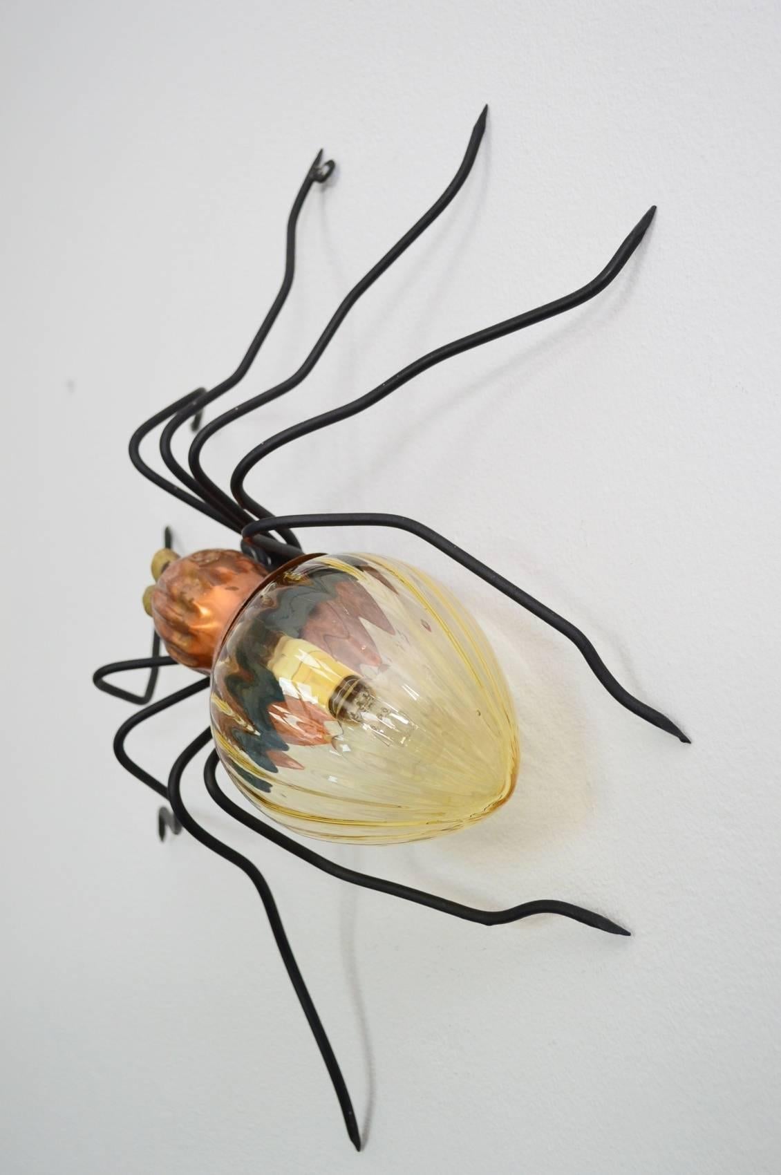 Hand-Crafted Italian Spider Lamp Wall Light or Sconce, 1960s