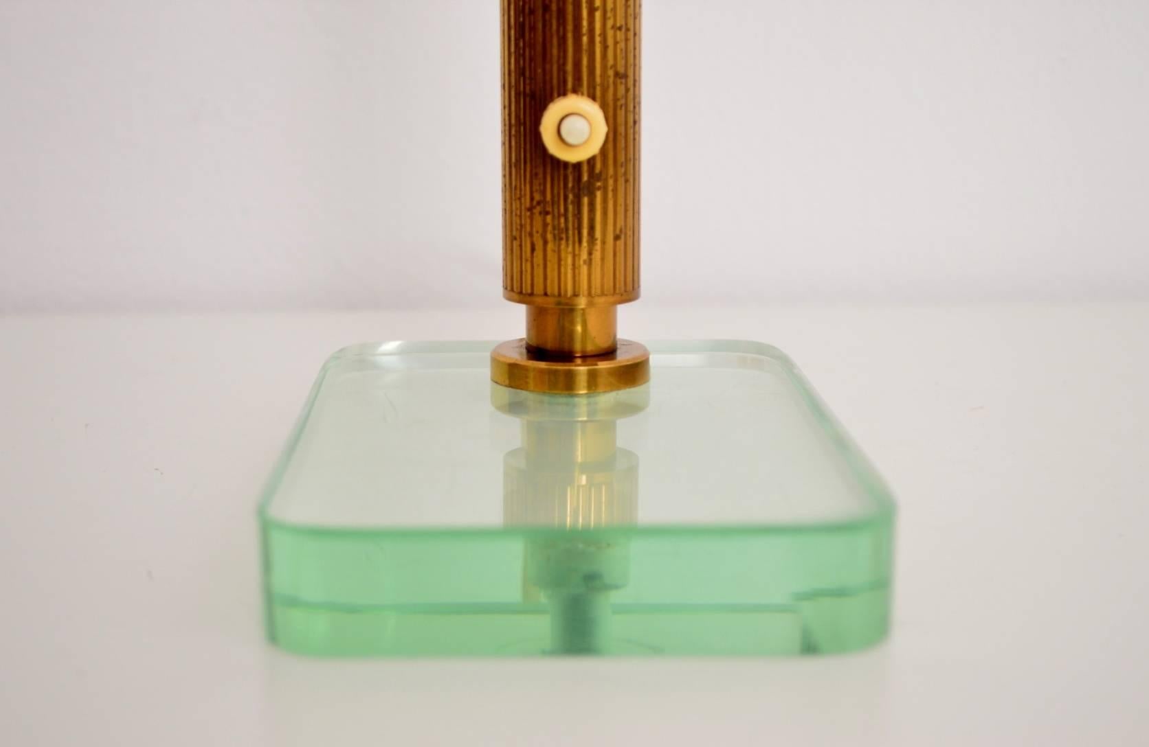 Italian Midcentury Brass and Glass Desk or Table Lamp, 1950s 2