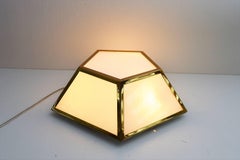 Opaline Glass and Brass Flush Mount Lighting or Ceiling Lamp, 1960s