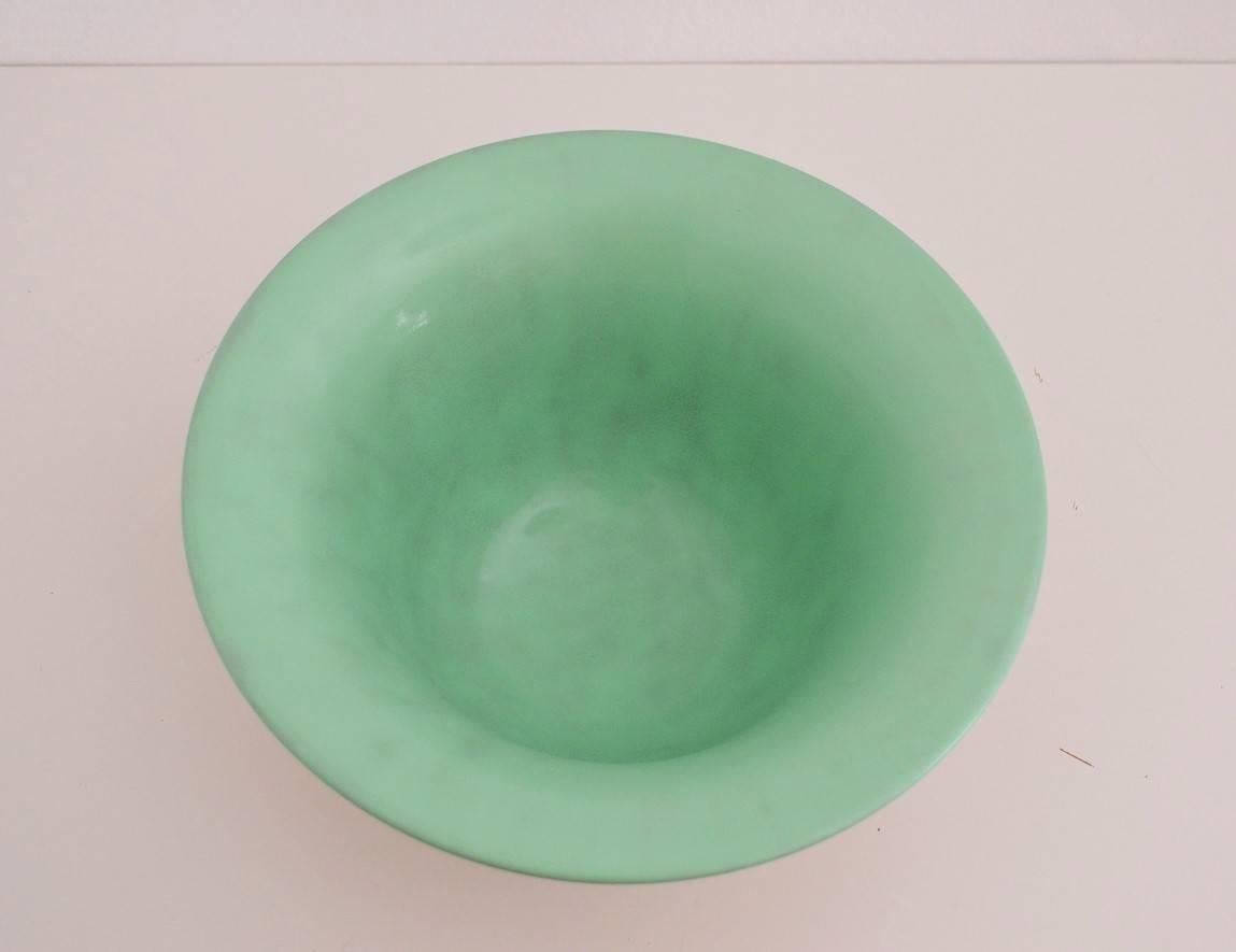 Art Deco Hand Painted Green and Gilt Ceramic Bowl for Richard Ginori, 1930s 1