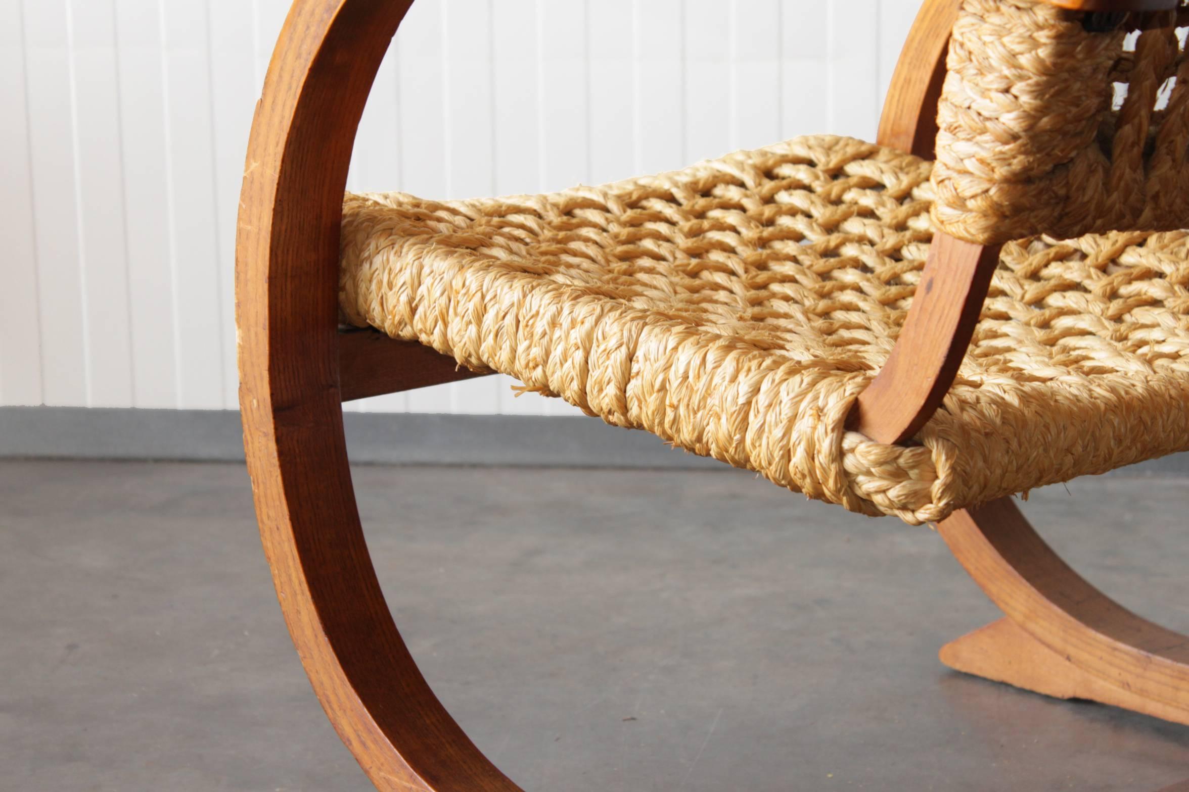 Mid-20th Century 1930s Oak and Raffia Woven Armchair by Bas Van Pelt For Sale