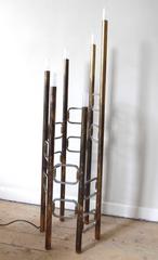 Gaetano Sciolari Attributed Brass and Chrome Floor Lamp