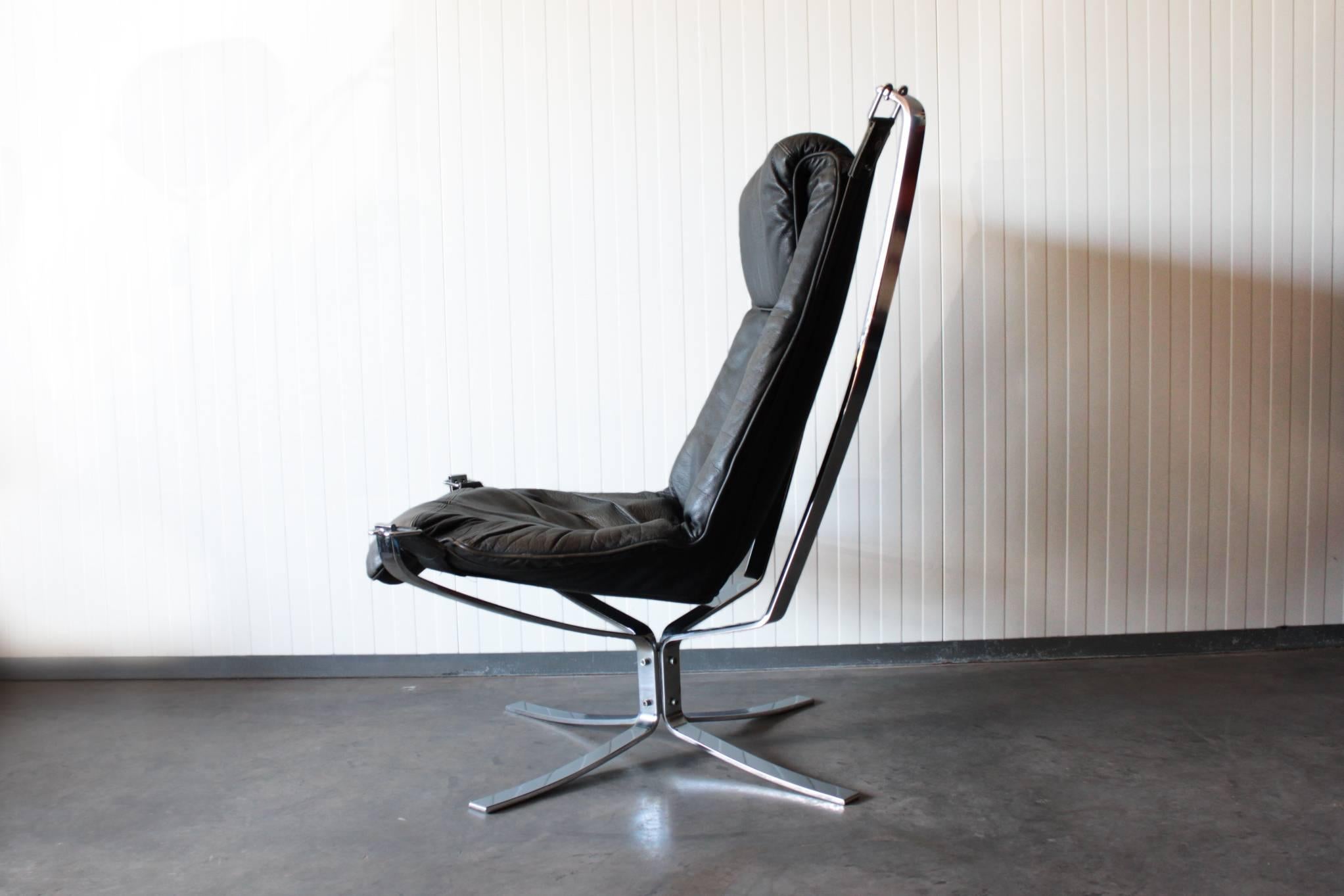 Sigurd Ressel Chrome “Falcon” Chair for Vatne Møbler, Norway In Good Condition In Amsterdam, Noord Holland