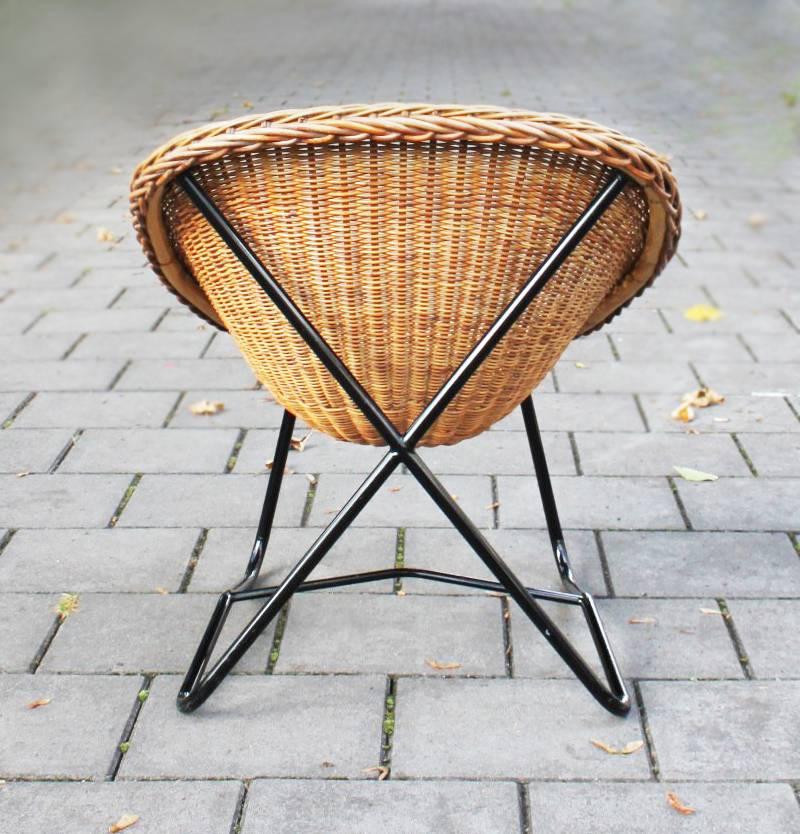 Mid-Century Modern Dirk Van Sliedrecht Woven Lounge Chair for Gebr, Jonkers