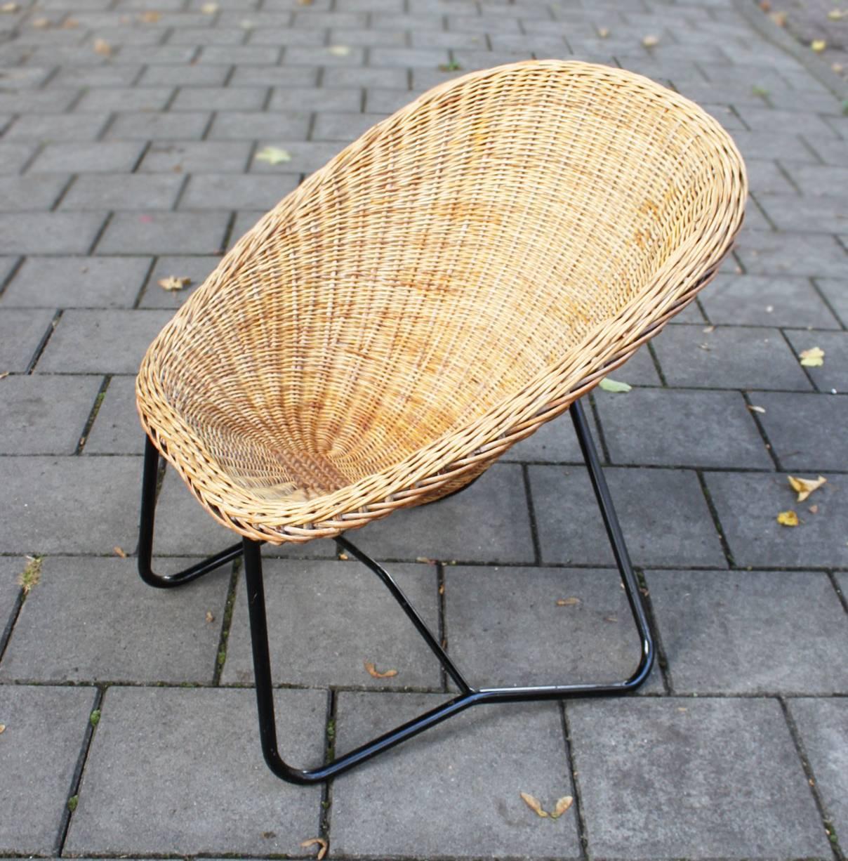 Mid-20th Century Dirk Van Sliedrecht Woven Lounge Chair for Gebr, Jonkers