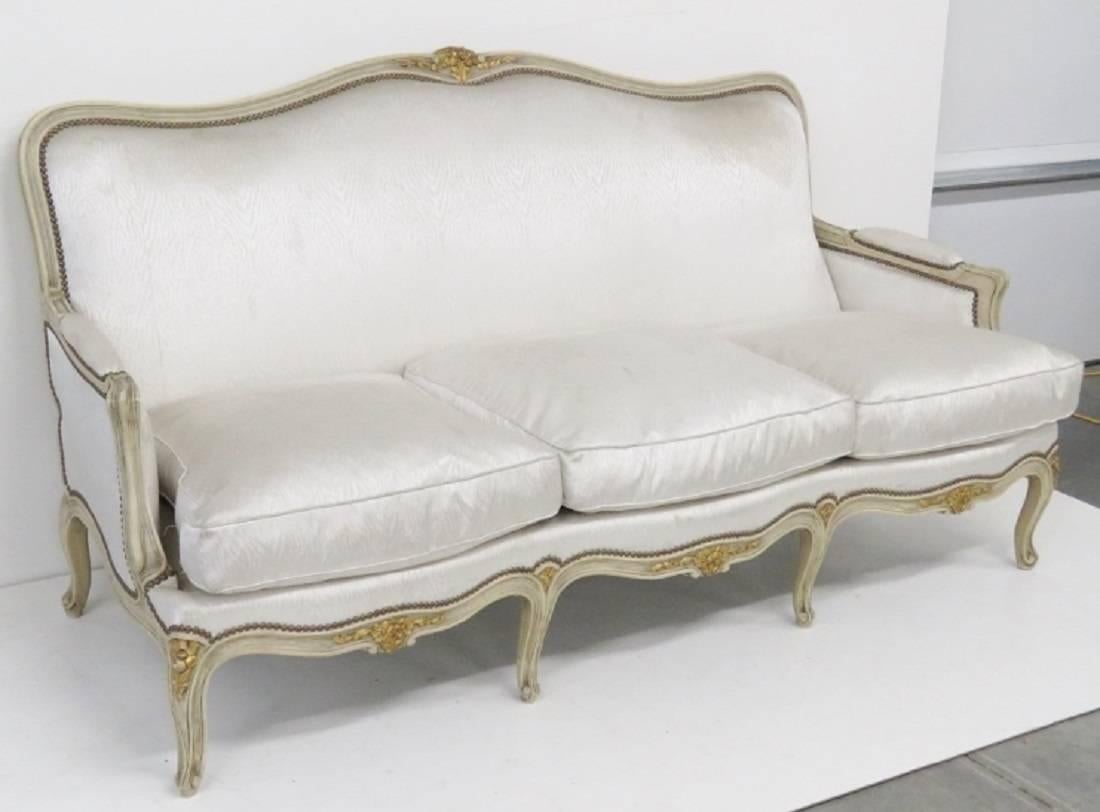 Jansen Louis XV Style Cream Painted Sofa 2