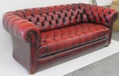 Tufted Red Leather Chesterfield Sofa