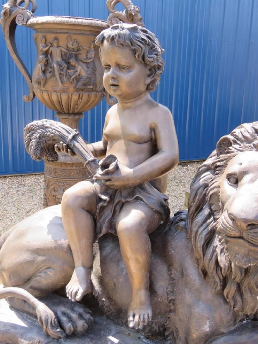 Bronze Statue of Boy with Lion 1