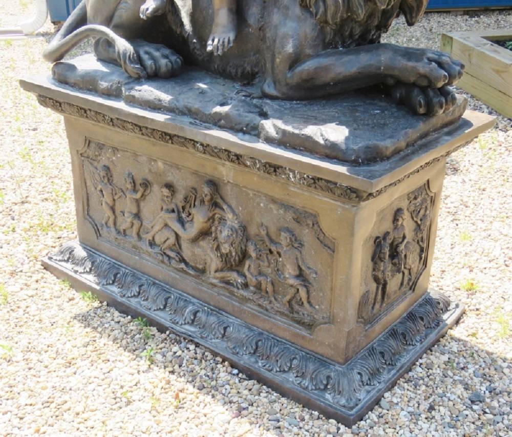 Bronze Statue of Boy with Lion 2