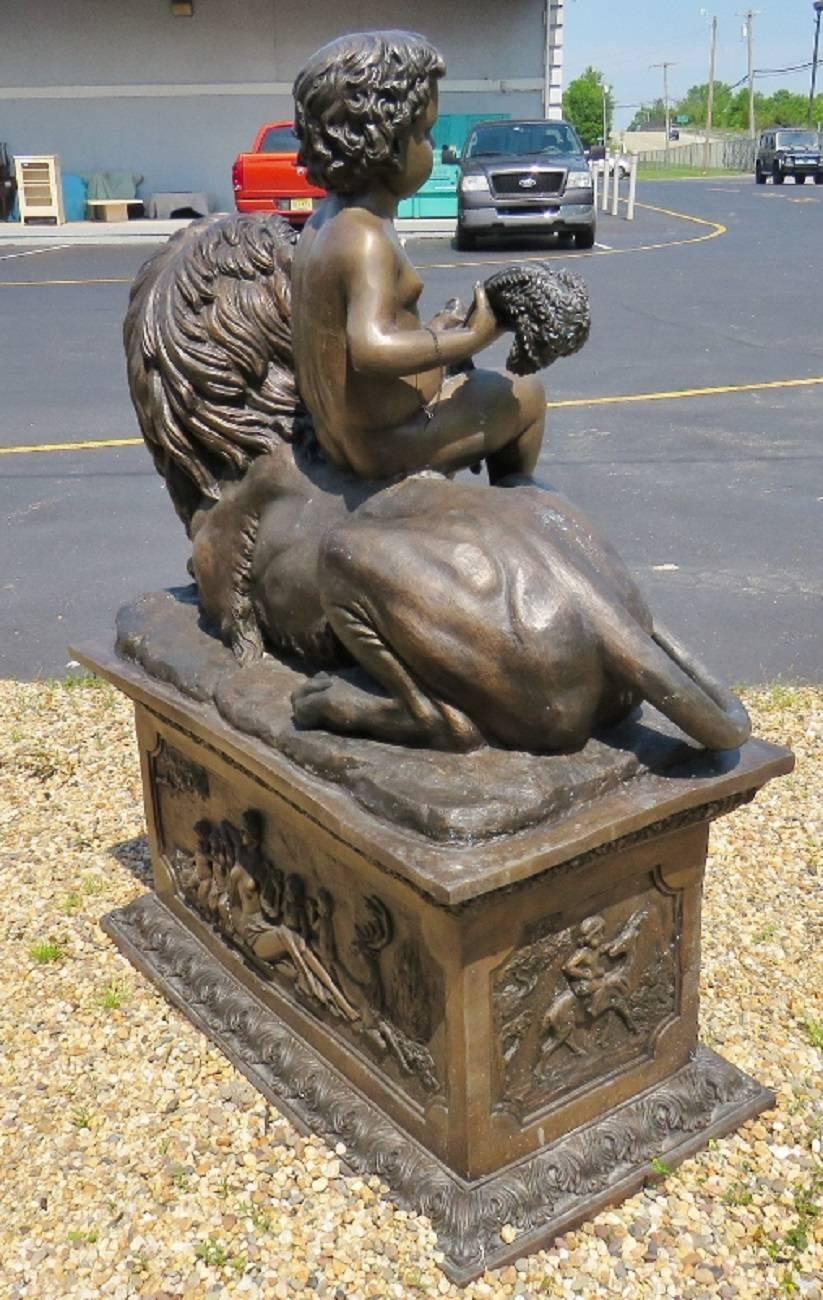 Bronze Statue of Boy with Lion 3