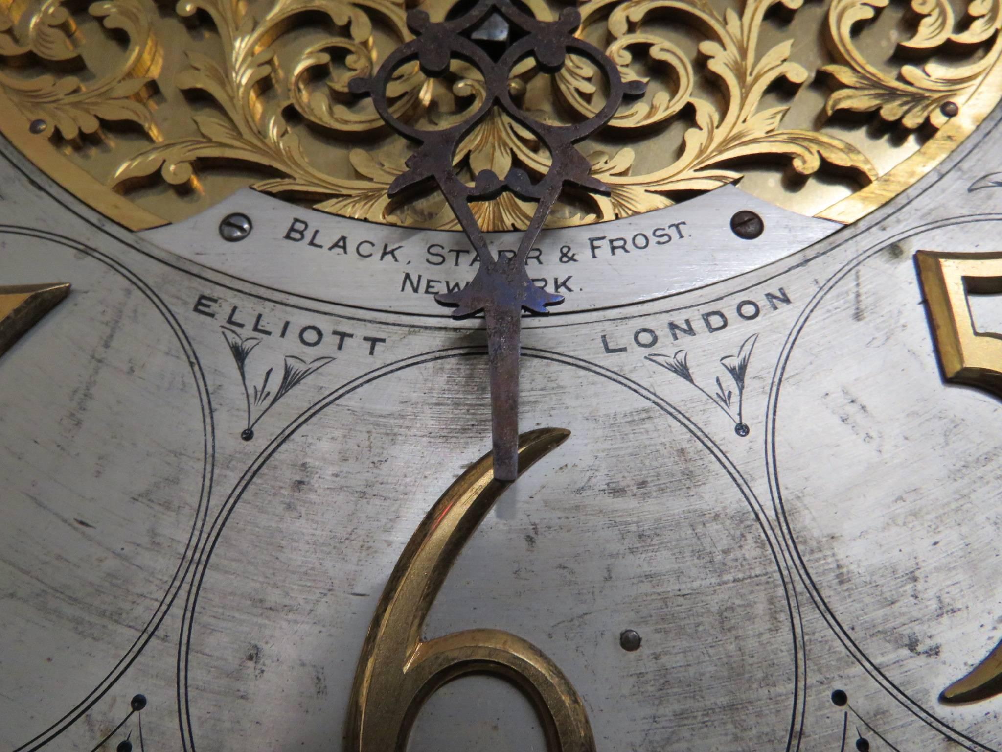 Antique Elliott of London Nine-Tube Figural Carved Tall Case Clock 3