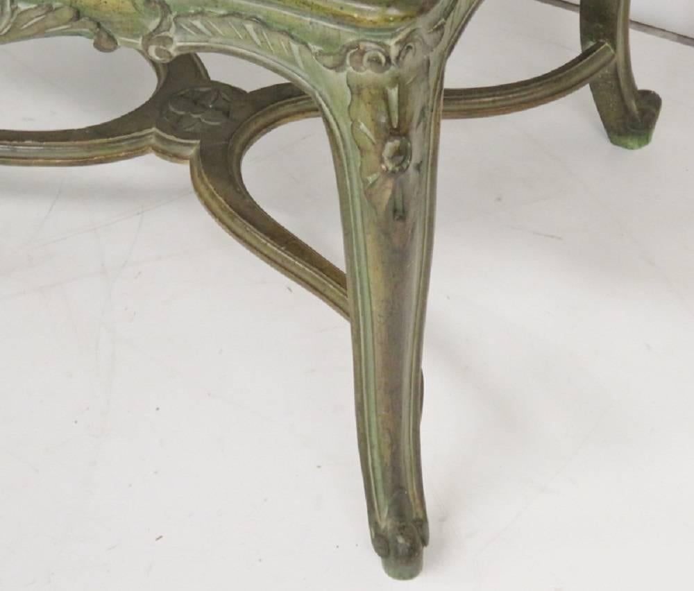 Pair of French Louis XVI Style Green Painted Caned Armchairs In Excellent Condition In Swedesboro, NJ