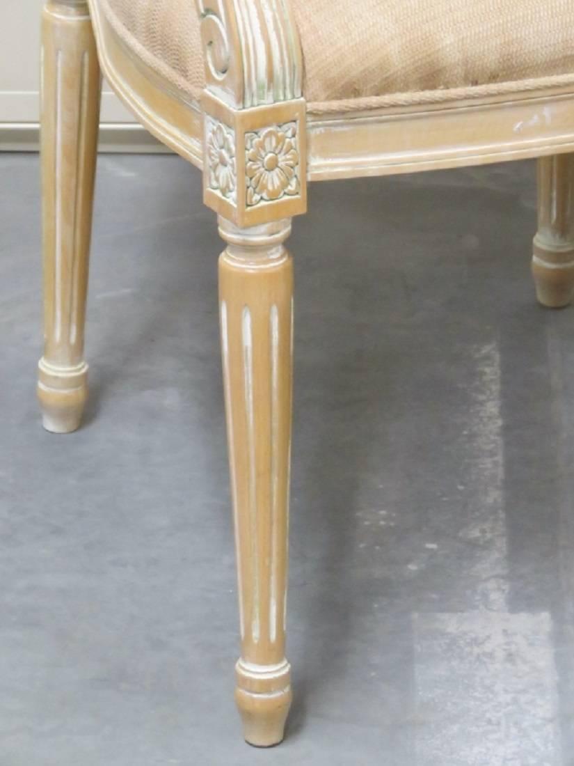 Guido Zichele Distressed Cream Painted Dining Table and Six Chairs For