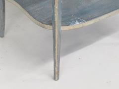 Pair of Don Ruseau Style Distressed Blue Painted Nightstands