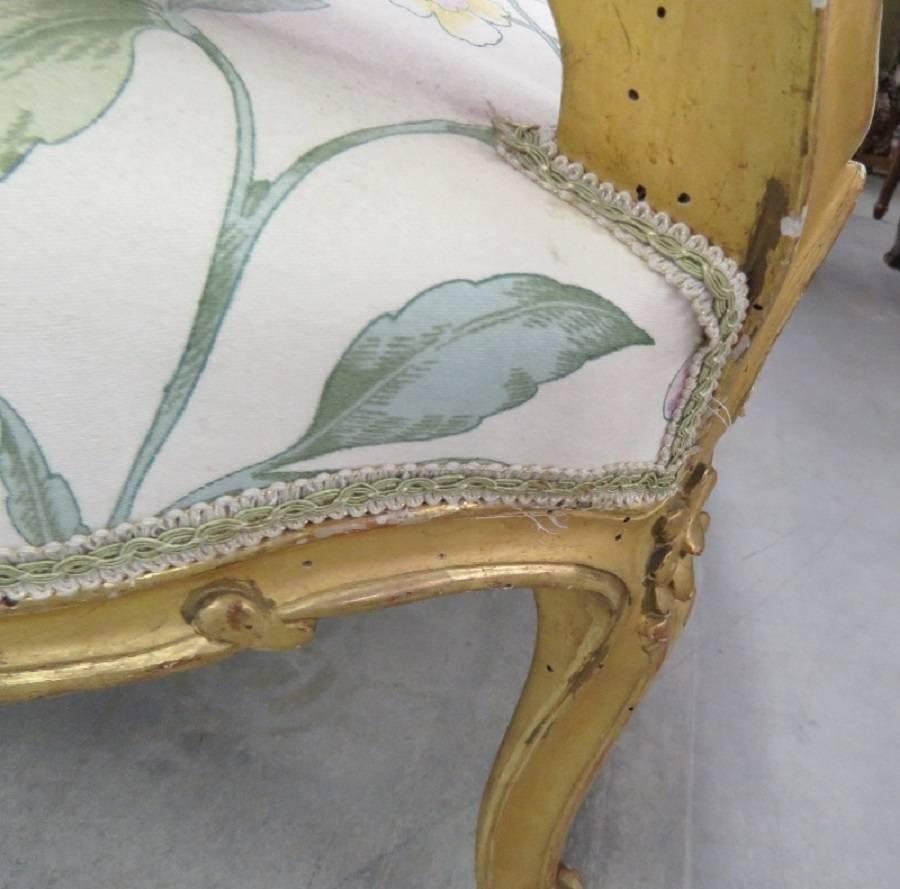 20th Century Antique French Gilt Carved Settee